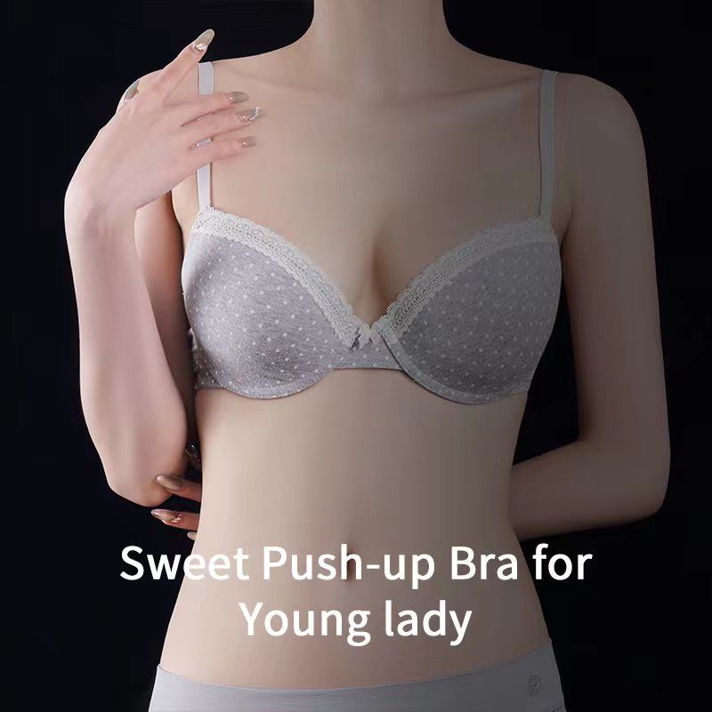 yong lady push up bra in cotton spandex with dot print